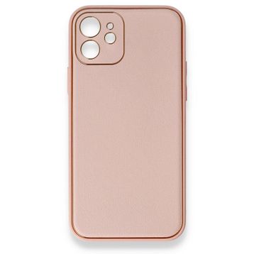 BSSM iPhone 12 Coco Deri Silikon Kapak Pembe Kılıf