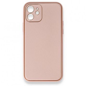 BSSM iPhone 12 Coco Deri Silikon Kapak Pembe Kılıf