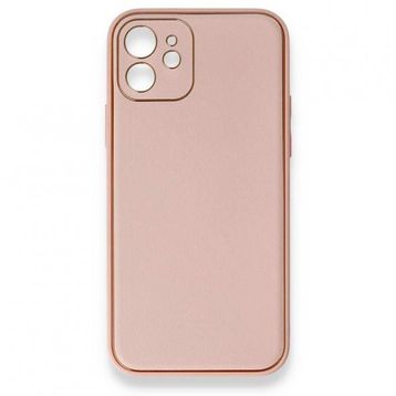 BSSM iPhone 12 Coco Deri Silikon Kapak Pembe Kılıf