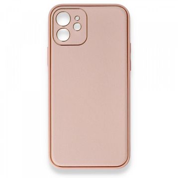 BSSM iPhone 12 Coco Deri Silikon Kapak Pembe Kılıf