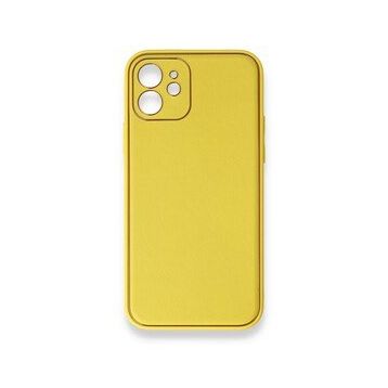 BSSM iPhone 12 Coco Deri Silikon Kapak Sarı Siyah İnci Kılıf