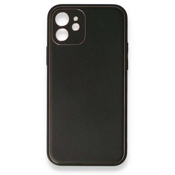 BSSM iPhone 12 Coco Deri Silikon Kapak Siyah Kılıf