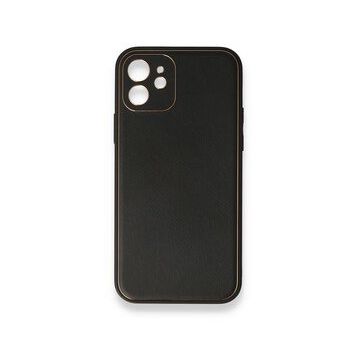 BSSM iPhone 12 Coco Deri Silikon Kapak Siyah Kılıf