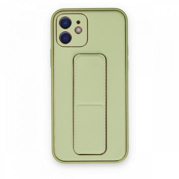 BSSM iPhone 12 Coco Deri Standlı Kapak Su Yeşili Kılıf