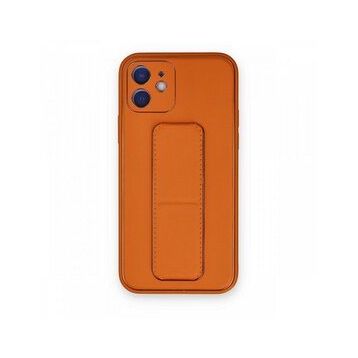 BSSM iPhone 12 Coco Deri Standlı Kapak Turuncu Kılıf