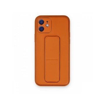 BSSM iPhone 12 Coco Deri Standlı Kapak Turuncu Kılıf