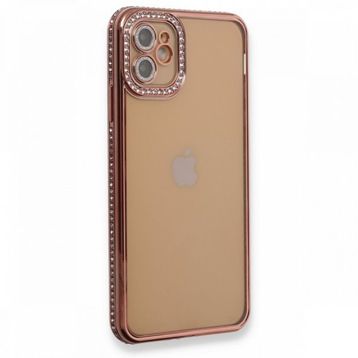 BSSM iPhone 12 Joke Taşlı Silikon Pembe Kılıf