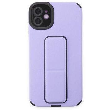 BSSM iPhone 12 Mega Standlı Silikon Lila Kılıf