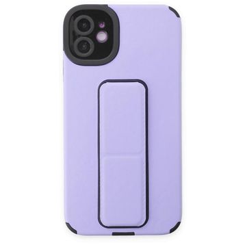 BSSM iPhone 12 Mega Standlı Silikon Lila Kılıf