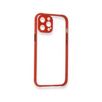 BSSM iPhone 12 Miami Şeffaf Silikon Kırmızı Kılıf