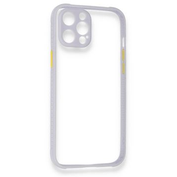 BSSM iPhone 12 Miami Şeffaf Silikon Lila Kılıf