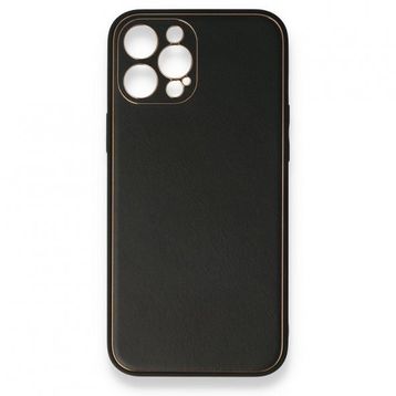 BSSM iPhone 12 Pro Coco Deri Silikon Kapak Siyah Kılıf