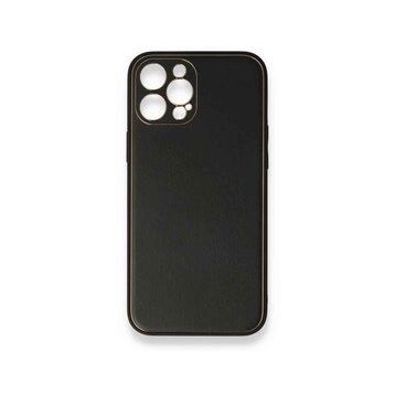 BSSM iPhone 12 Pro Coco Deri Silikon Kapak Siyah Kılıf
