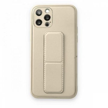 BSSM iPhone 12 Pro Coco Deri Standlı Kapak Beyaz Kılıf