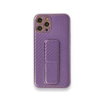 BSSM iPhone 12 Pro Coco Karbon Standlı Kapak Mor Kılıf