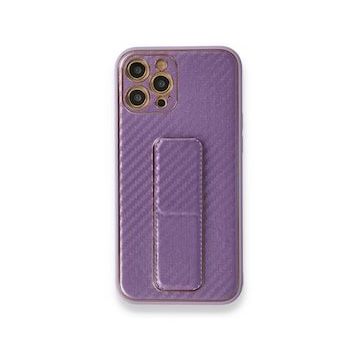 BSSM iPhone 12 Pro Coco Karbon Standlı Kapak Mor Kılıf