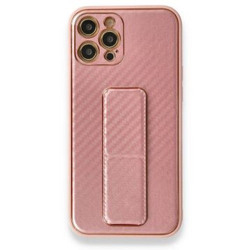 BSSM iPhone 12 Pro Coco Karbon Standlı Kapak Pembe Kılıf