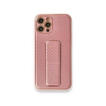 BSSM iPhone 12 Pro Coco Karbon Standlı Kapak Pembe Kılıf
