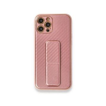 BSSM iPhone 12 Pro Coco Karbon Standlı Kapak Pembe Kılıf