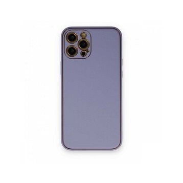 BSSM iPhone 12 Pro Max Coco Deri Silikon Kapak Açık Lila Kılıf