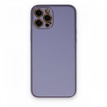 BSSM iPhone 12 Pro Max Coco Deri Silikon Kapak Açık Lila Kılıf