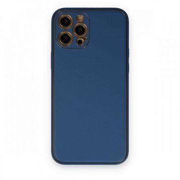 BSSM iPhone 12 Pro Max Coco Deri Silikon Kapak Açık Mavi Kılıf