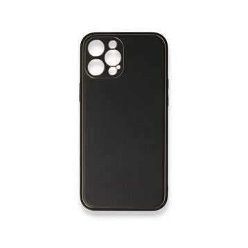 BSSM iPhone 12 Pro Max Coco Deri Silikon Kapak Siyah Kılıf
