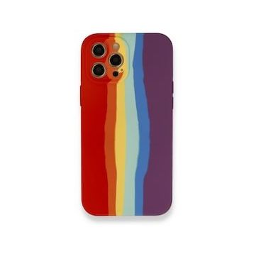 BSSM iPhone 12 Pro Max Ebruli Lansman Silikon Kırmızı Mor Kılıf