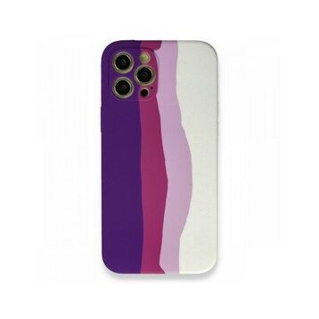 BSSM iPhone 12 Pro Max Ebruli Lansman Silikon Mor-Beyaz Kılıf