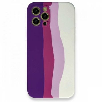 BSSM iPhone 12 Pro Max Ebruli Lansman Silikon Mor-Beyaz Kılıf