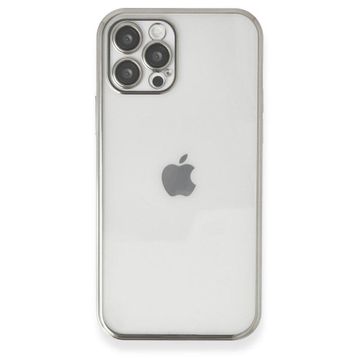 BSSM iPhone 12 Pro Max Razer Lensli Silikon - Gümüş Kılıf