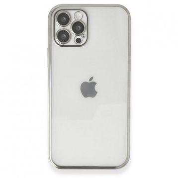 BSSM iPhone 12 Pro Max Razer Lensli Silikon - Gümüş Kılıf