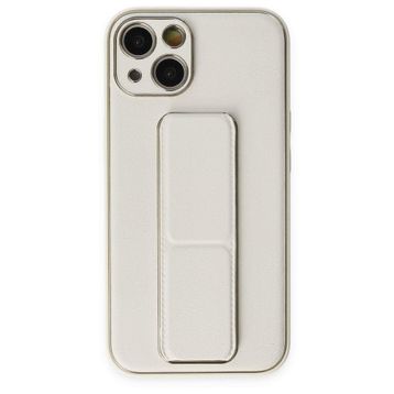 BSSM iPhone 13 Coco Deri Standlı Kapak Beyaz Kılıf