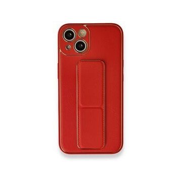 BSSM iPhone 13 Coco Deri Standlı Kapak Kırmızı Kılıf