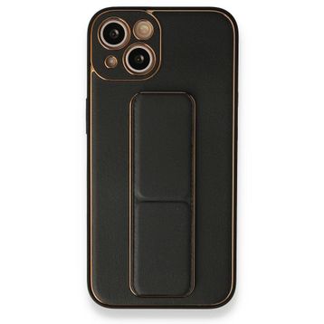 BSSM iPhone 13 Coco Deri Standlı Kapak Siyah Kılıf