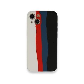 BSSM iPhone 13 Ebruli Lansman Silikon Beyaz Siyah Kılıf