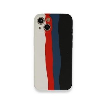 BSSM iPhone 13 Ebruli Lansman Silikon Beyaz Siyah Kılıf