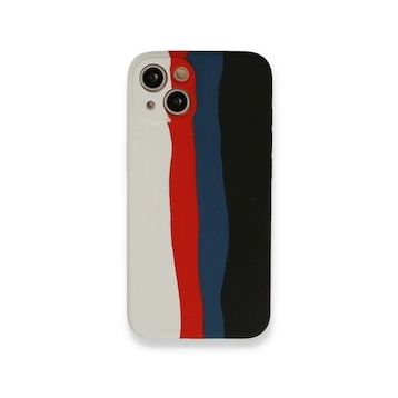 BSSM iPhone 13 Ebruli Lansman Silikon Beyaz Siyah Kılıf