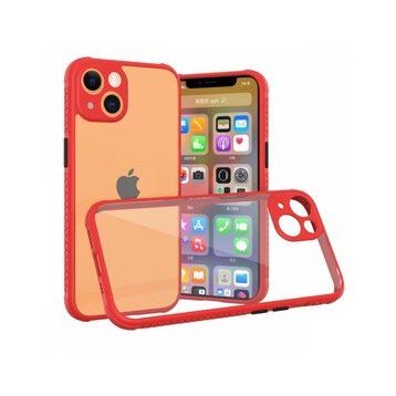 BSSM iPhone 13 Mini Miami Şeffaf Silikon Kırmızı Kılıf