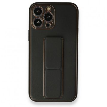 BSSM iPhone 13 Pro Coco Siyah Deri Standlı Kapak Kılıf