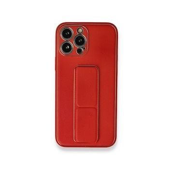 BSSM iPhone 13 Pro Max Coco Deri Standlı Kapak Kırmızı Kılıf