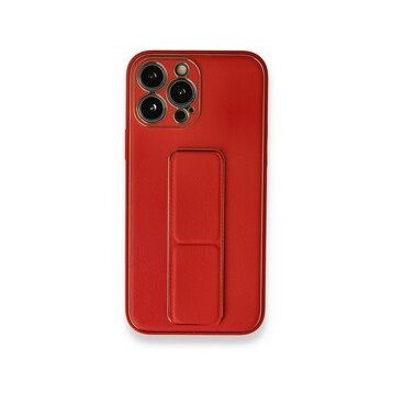 BSSM iPhone 13 Pro Max Coco Deri Standlı Kapak Kırmızı Kılıf