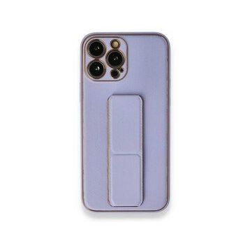 BSSM iPhone 13 Pro Max Coco Deri Standlı Kapak Lila Kılıf