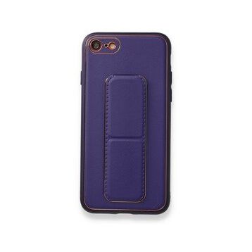 BSSM iPhone 7 Coco Deri Standlı Kapak Mor Kılıf