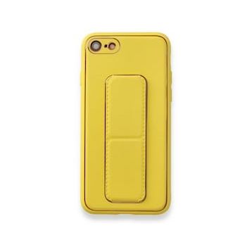 BSSM iPhone 7 Coco Deri Standlı Kapak Sarı Kılıf
