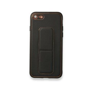 BSSM iPhone 7 Coco Deri Standlı Kapak Siyah Cep Telefonu Kılıfı