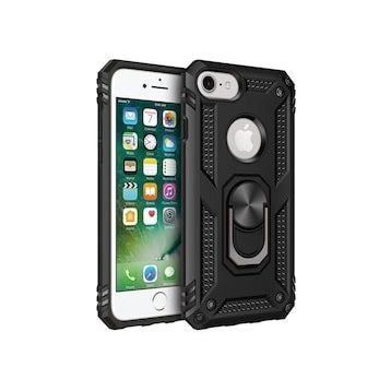BSSM iPhone 7 Sofya Yüzüklü Silikon Kapak Siyah Kılıf