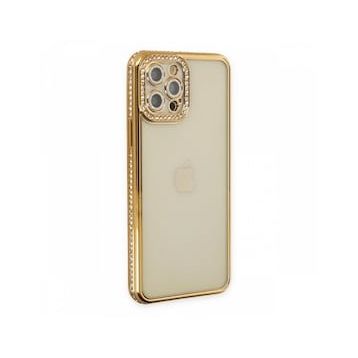 BSSM Joke Taşlı Silikon - Gold iPhone 12 Pro Kılıf