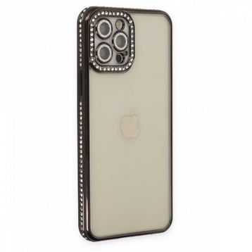BSSM Joke Taşlı Silikon - Siyah iPhone 12 Pro Kılıf