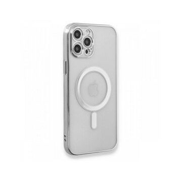 BSSM Magneticsafe Lazer Silikon - Gümüş iPhone 12 Pro Kılıf
